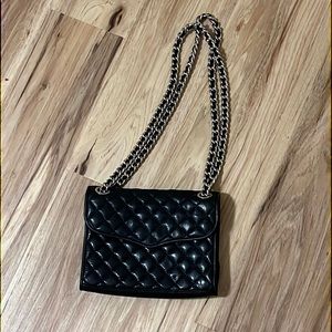 Rebecca Minkoff Mini Quilted Affair Black Leather Crossbody Bag Purse Chain